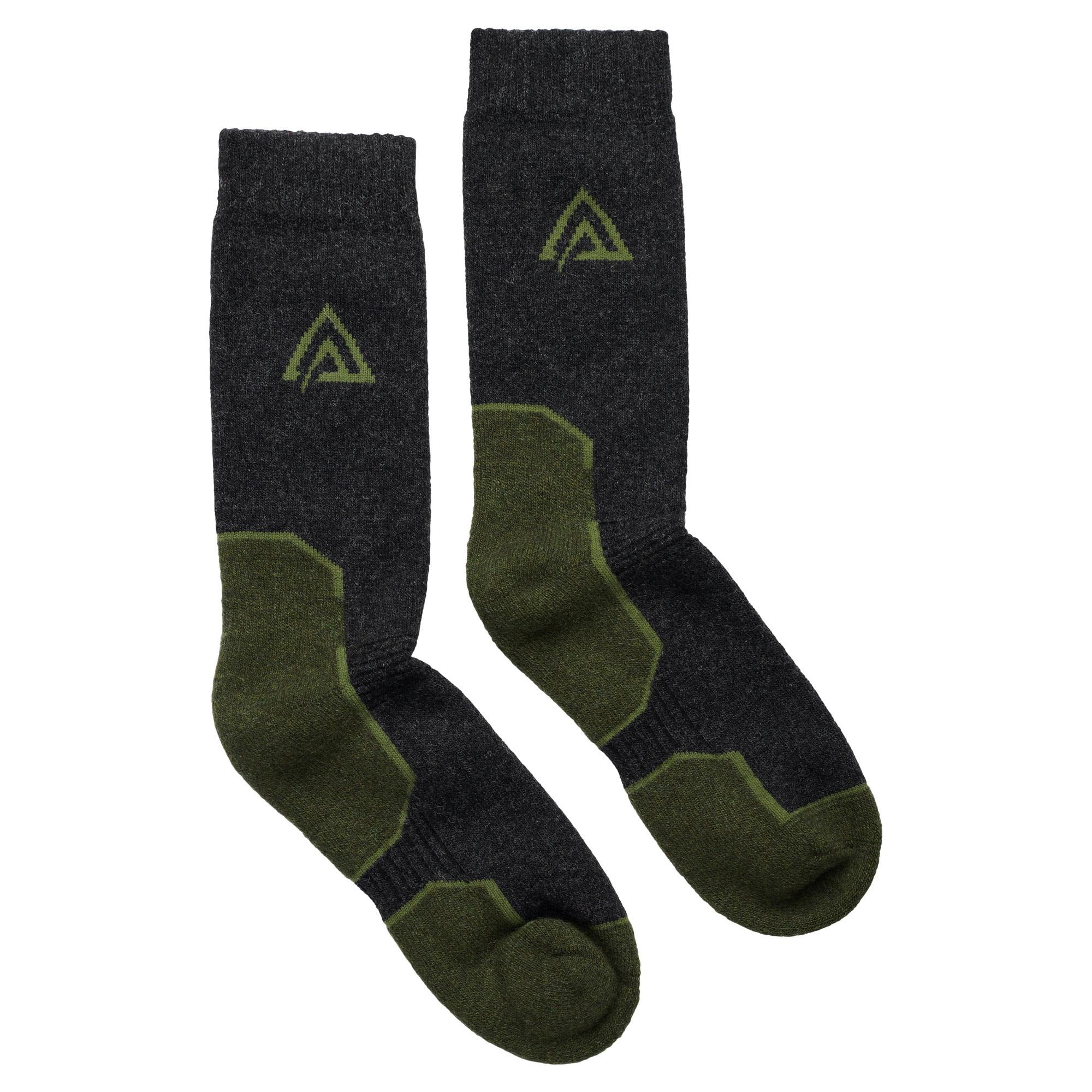 Aclima WarmWool Socks i fargekombinasjonen Olive Night, Dill og Marengo