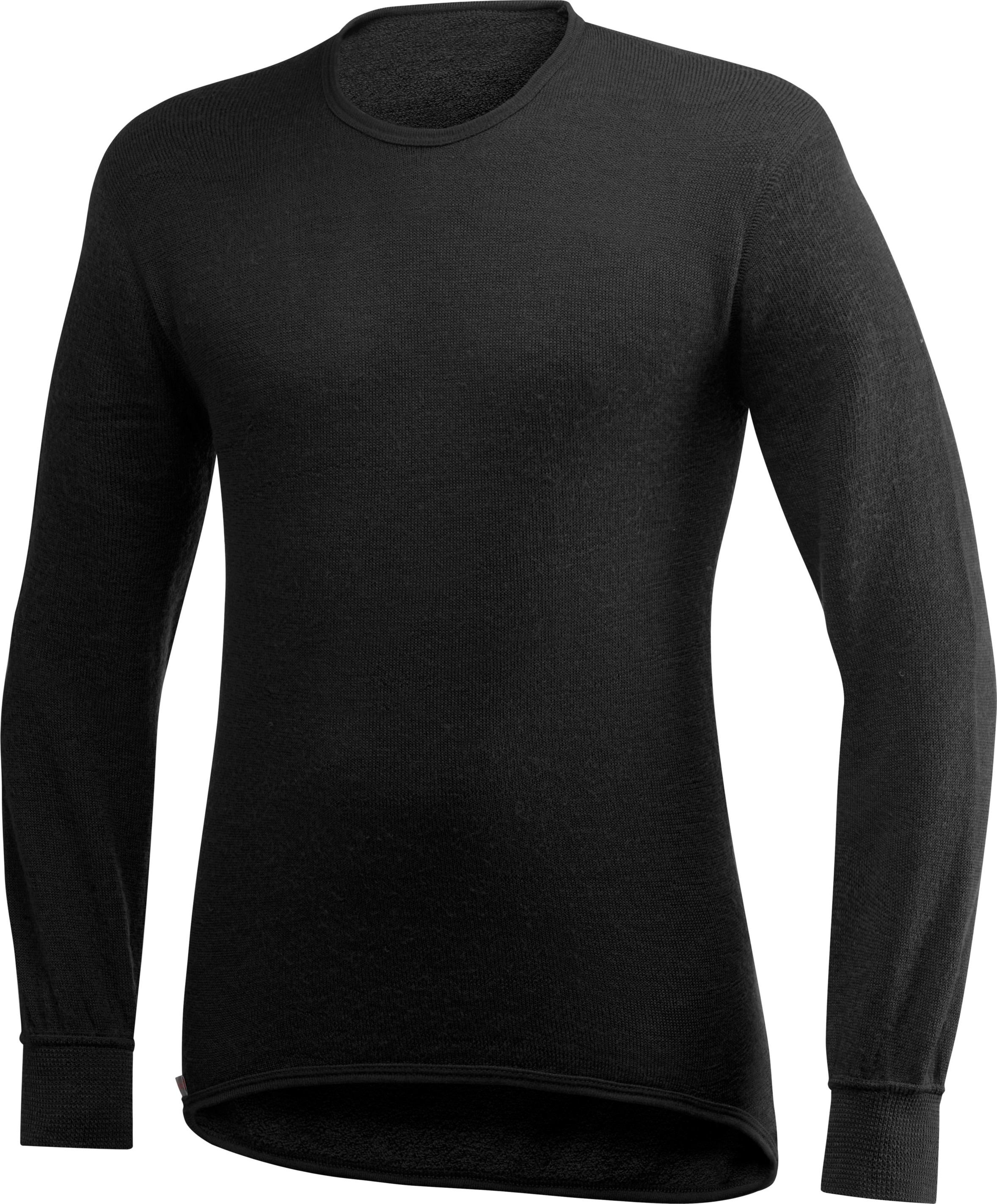 Woolpower Crewneck 200 i sort, unisex ullfrottétrøye